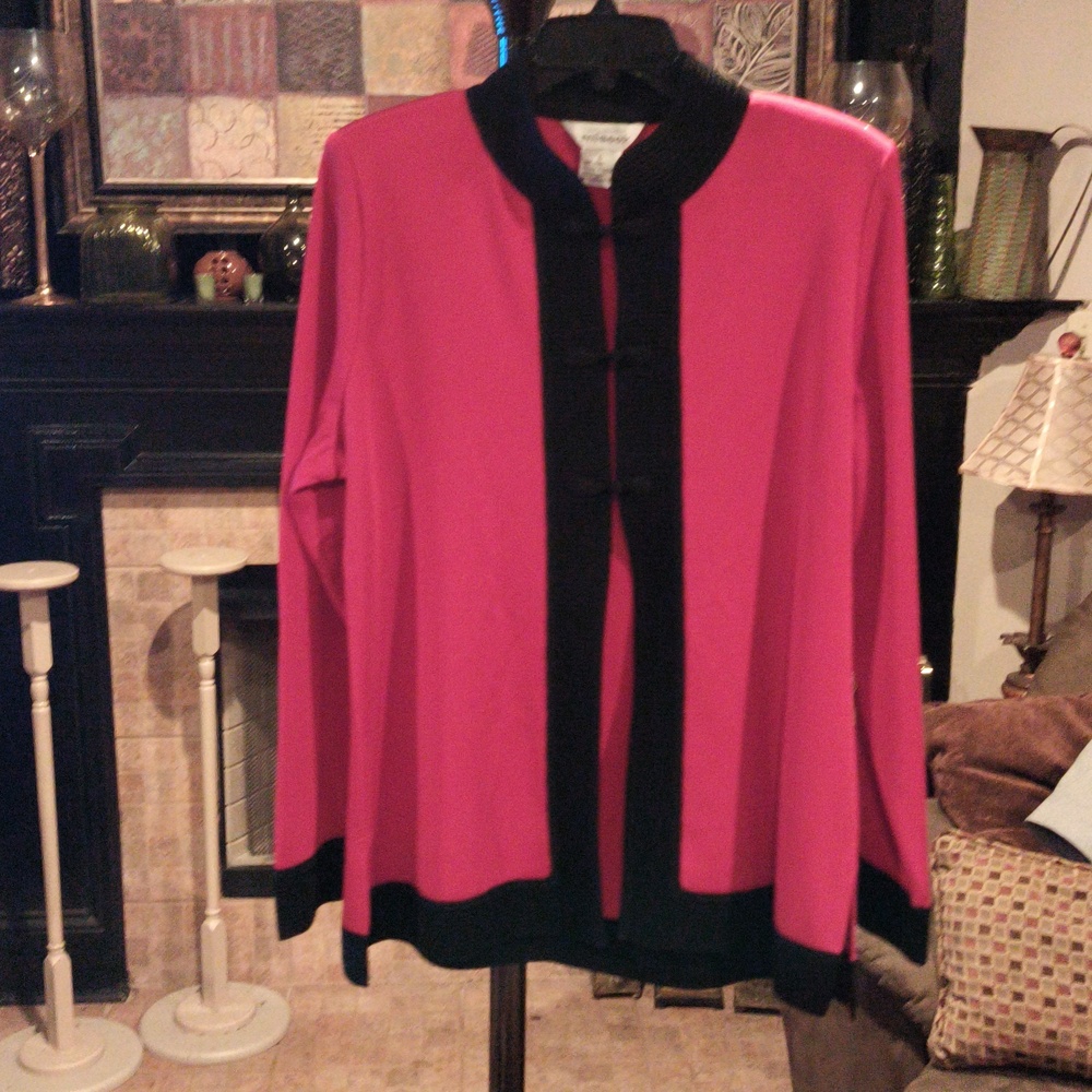 Misook Elegant Red and Black Knitwear/Jacket Large - Picture 3 of 10